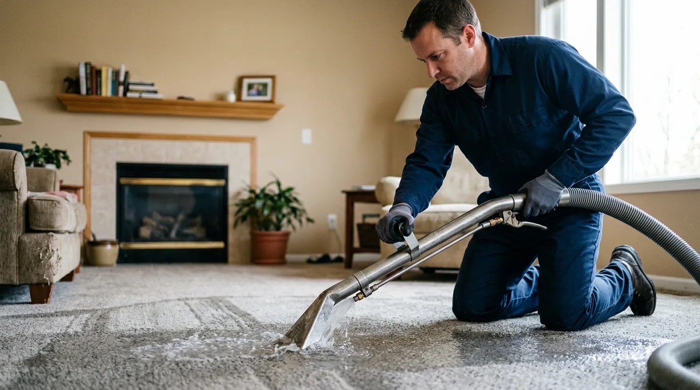 Water damage restoration technician working near Kingston, OK